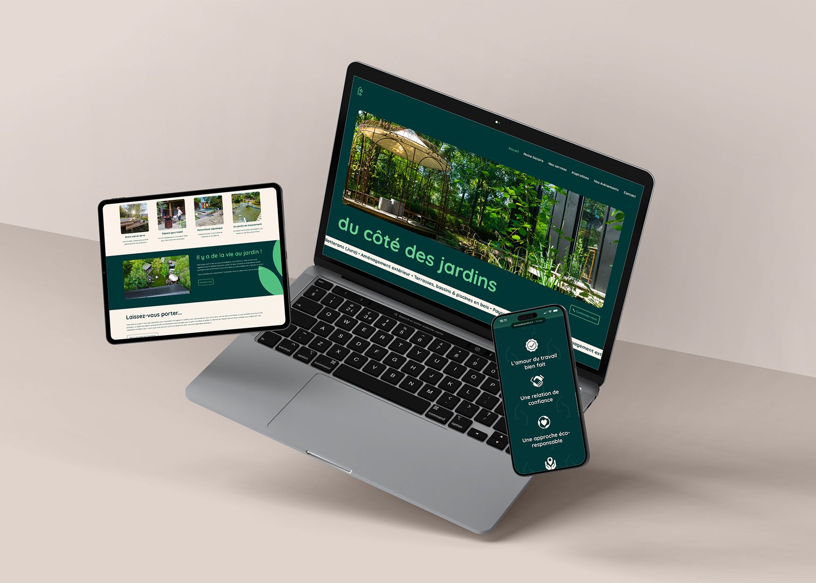 Site internet vitrine WordPress créé pour Du côté des Jardins, entreprise paysagiste